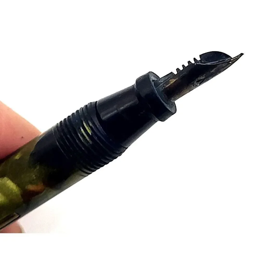 Vintage Green Marbled Calligraphy Pen with Lever Keychain 3.5in